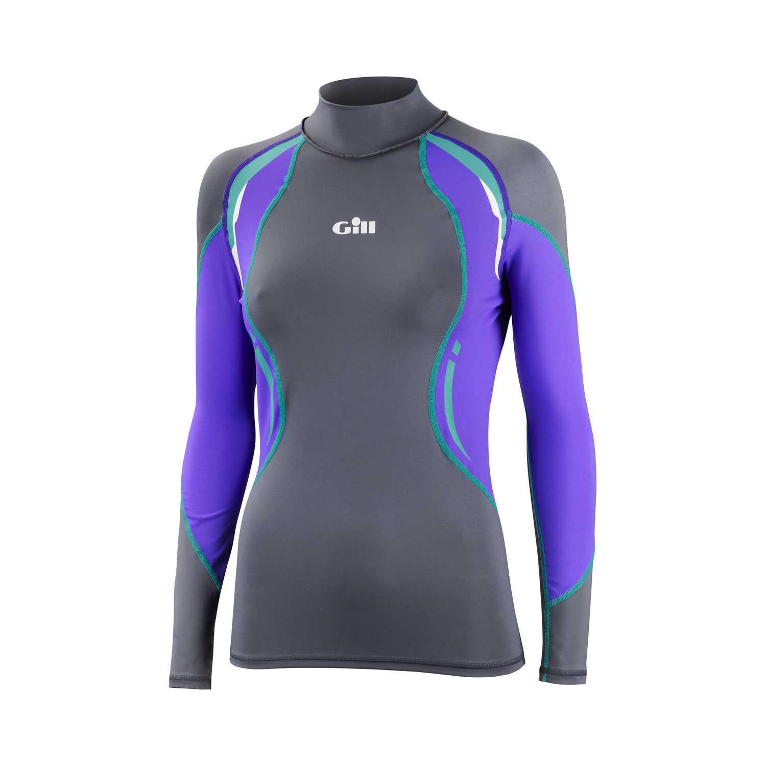 Gill Womens Sport Uv Manga Larga Rash Vest - Ash / Púrpura