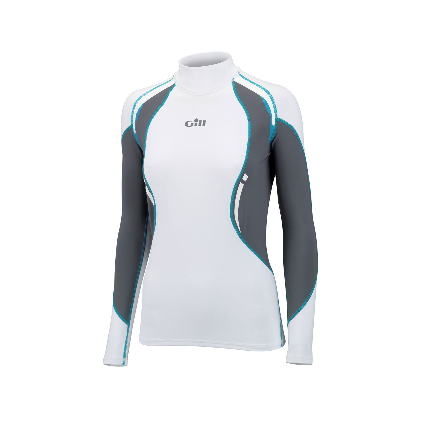 Gill Womens Sport Uv Manga Larga Rash Vest - Blanco / Ash