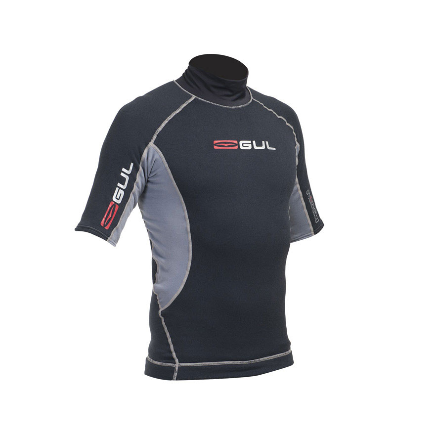 Gul Evotherm Flatlock Júnior Manga Corta Rash Guard - Negro / Gris