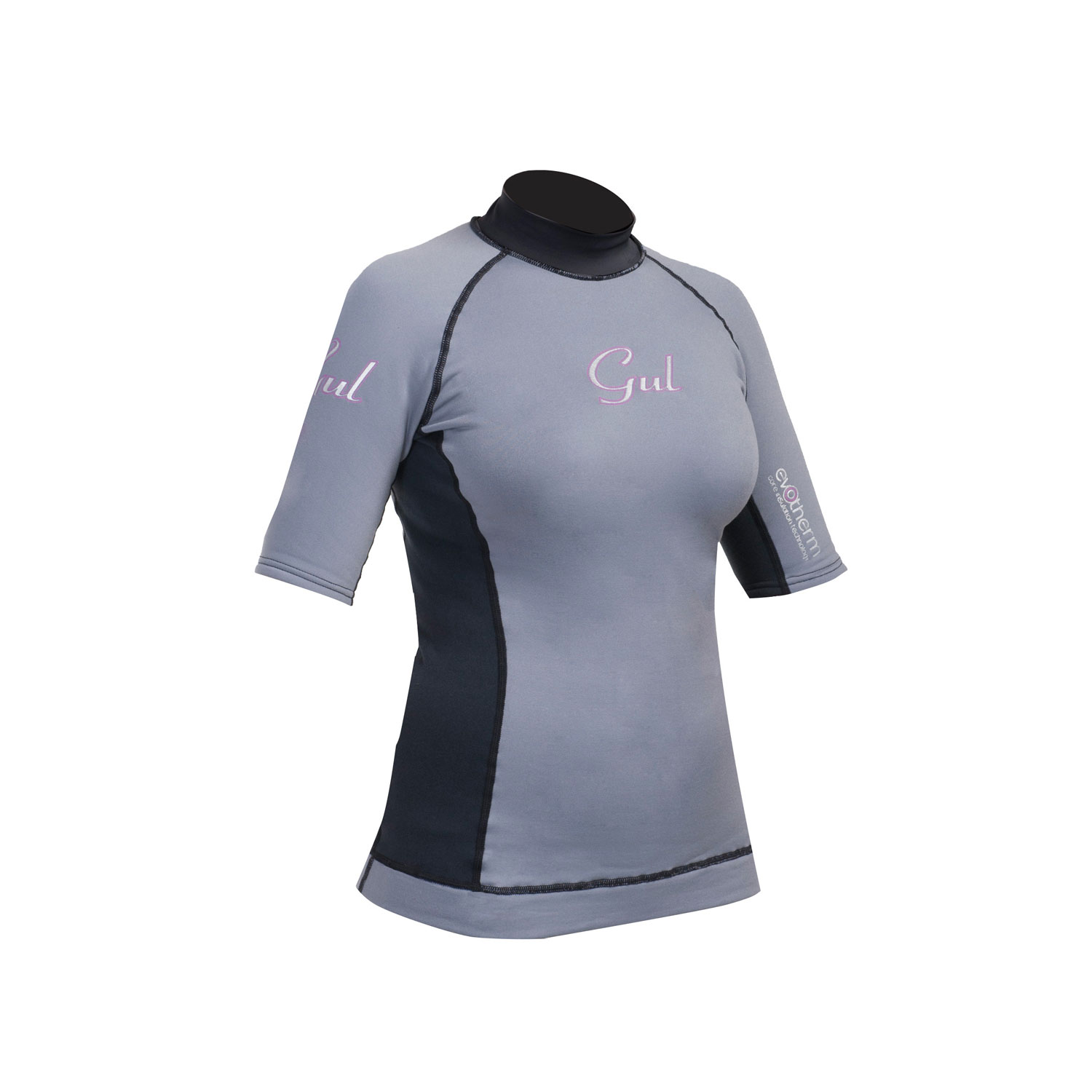 Gul Evotherm Para Mujer De Manga Corta Flatlock Rash Guard - Gris / Negro