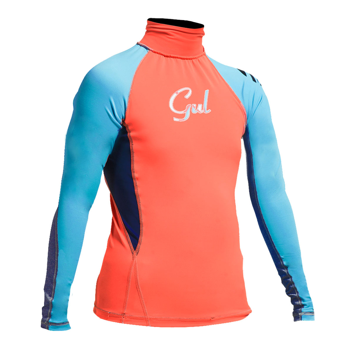 Gul Júnior Flatlock Manga Larga Rashguard - Coral / Turquesa
