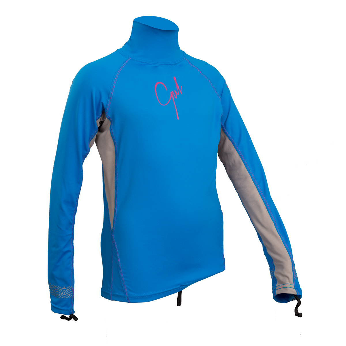 Gul Junior Girls Manga Larga Rashvest - Azul / Plata