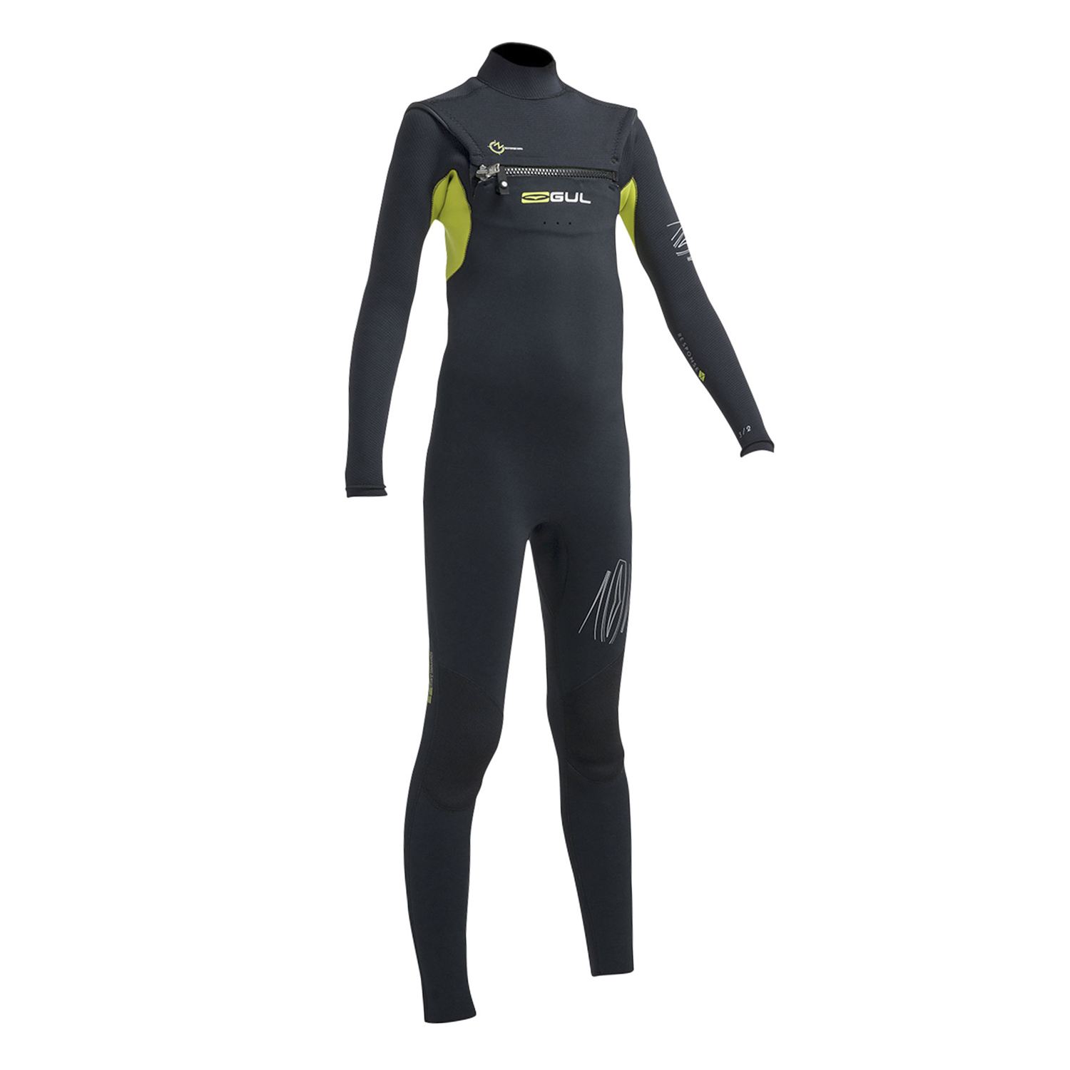 Gul Junior Respuesta Fx Cz 3 / 2Mm Blindstitched Traje - Negro / Lima