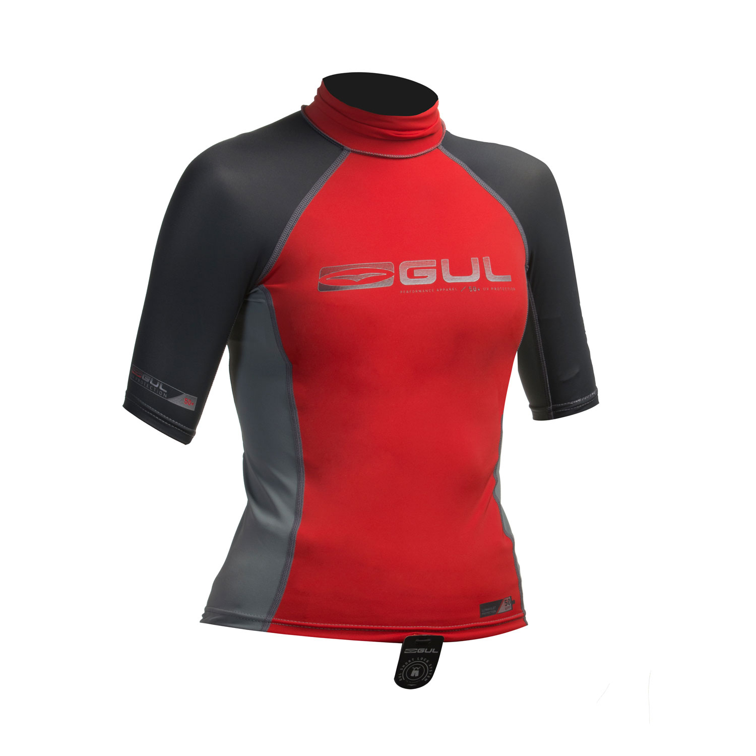 Manga Gul Júnior Corto Rashguard - Rojo / Gris Oscuro