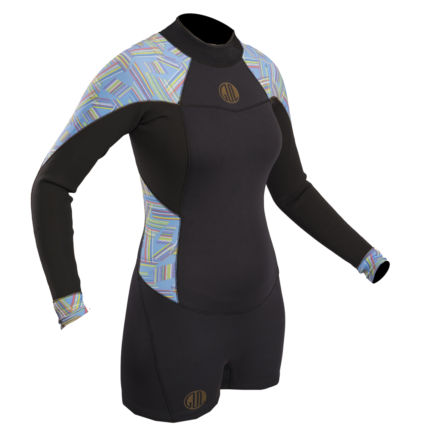 Gul Ladies Surflite 2Mm Flatlock Springsuit Wetsuit - Negro / Líneas