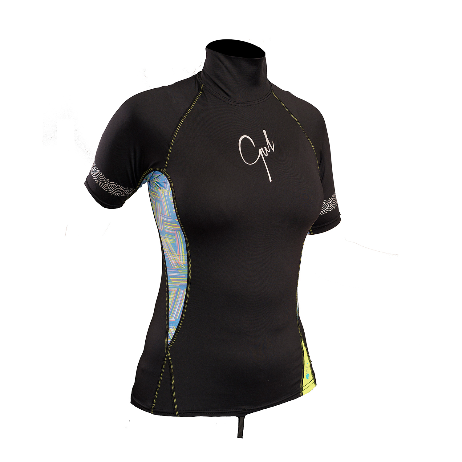 Gul Ladies Swami Manga Corta Rashvest - Negro / Líneas