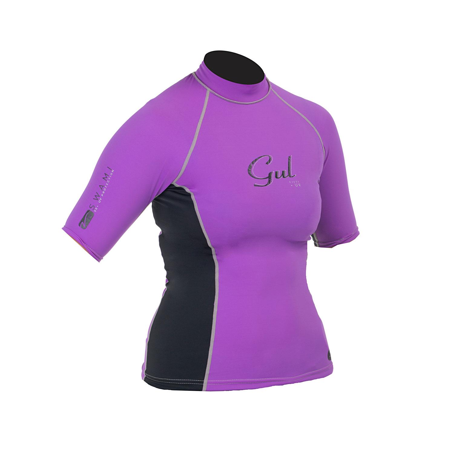 Gul Swami Para Mujer De Manga Corta Rashguard - Iris / Negro