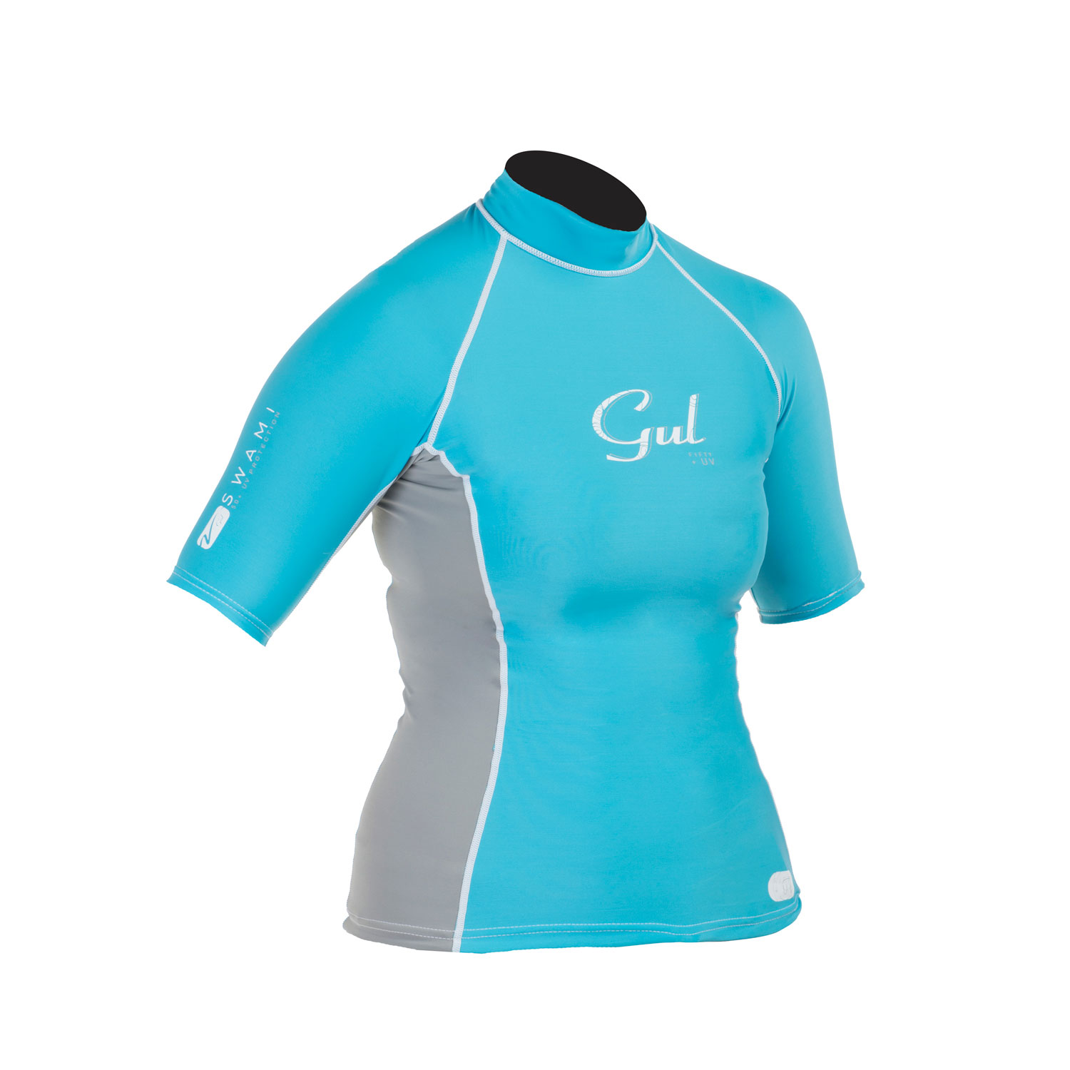 Gul Swami Para Mujer De Manga Corta Rashguard - Turquesa / Plata