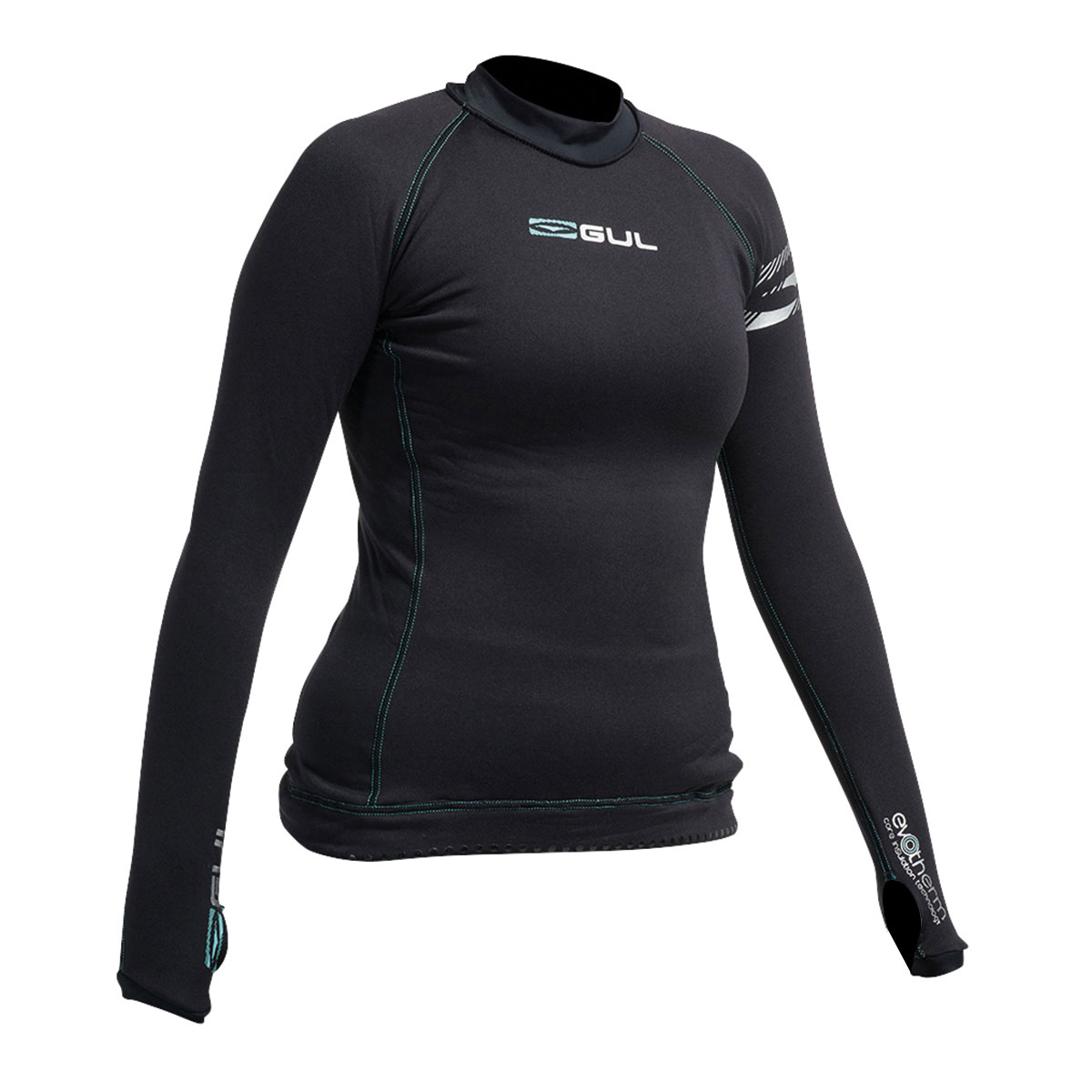 Gul Womens Evotherm Manga Larga Rashguard - Negro