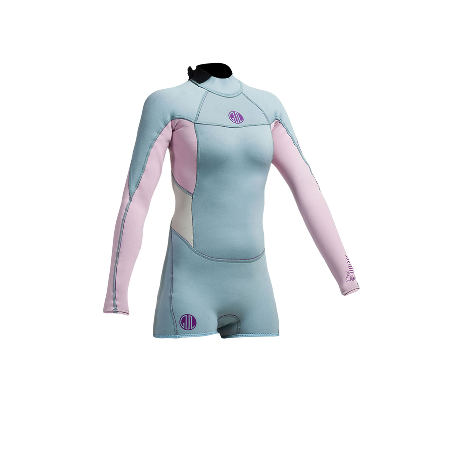 Gul Womens Surflite 2Mm Flatlock Sdl T2 Springsuit - Ácido Azul / Rosa