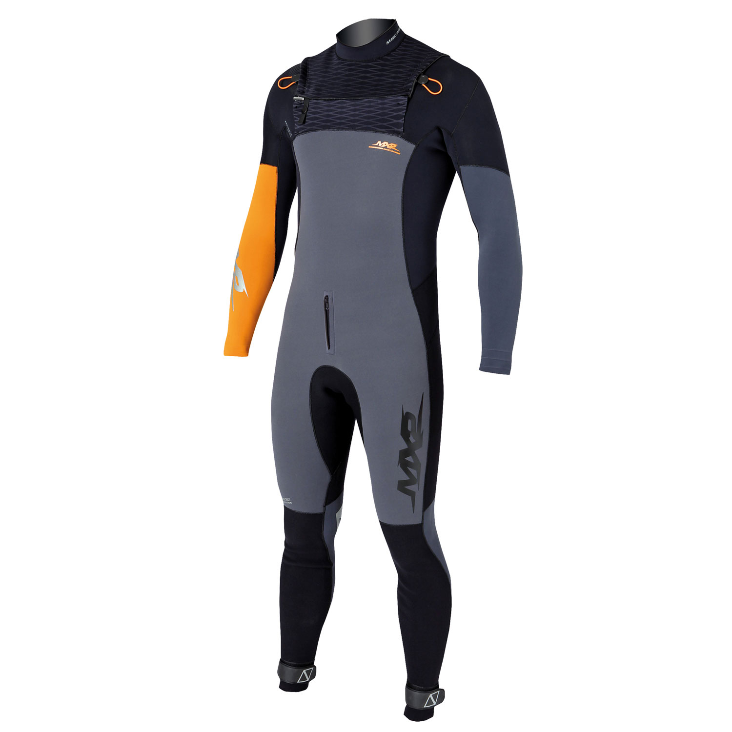 Magic Marine Asy 4/3 Mm Frente Fullsuit Zip - Negro / Naranja