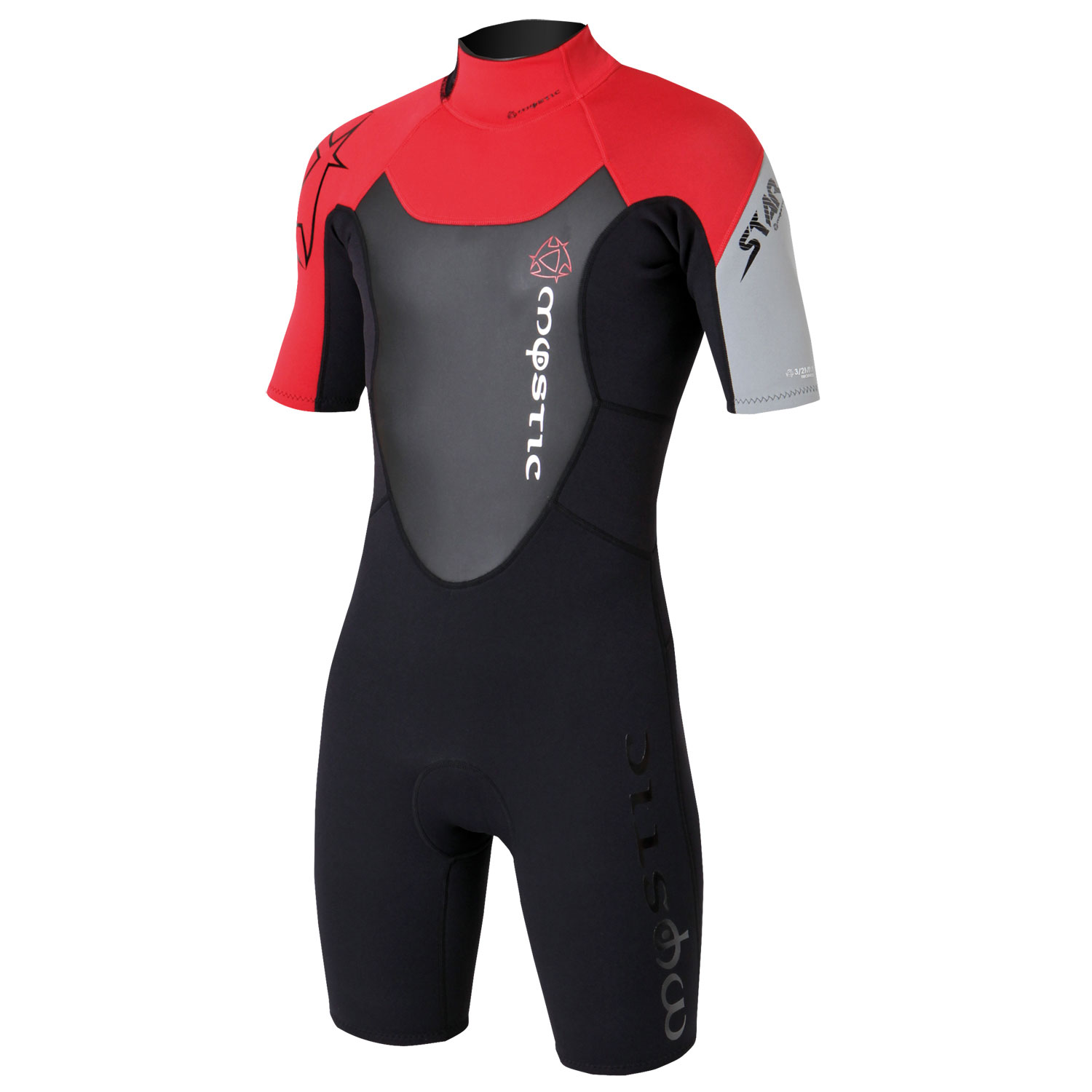 Mystic Estrella 3/2 Kitesurf Chapo Flatlock 2014 - Negro / Rojo