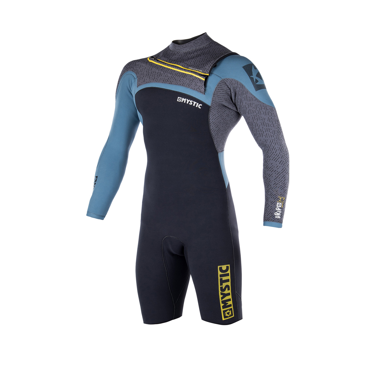 Mystic Drip 3/2 F-Zip Longarm Shorty Traje De Neopreno - Peltre