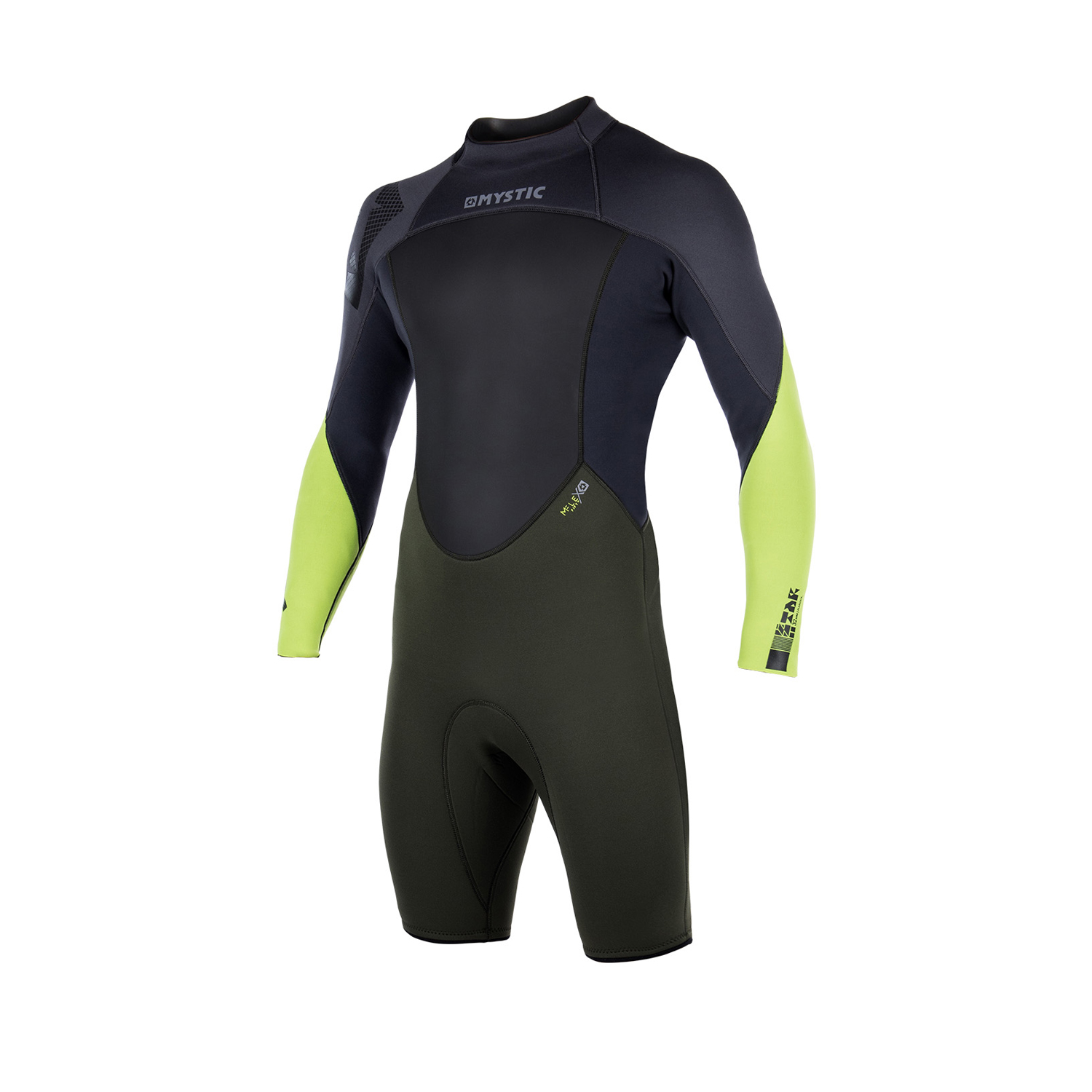 Mystic Star 3/2 B-Zip Flatlock Longarm Shorty Wetsuit - Ejército