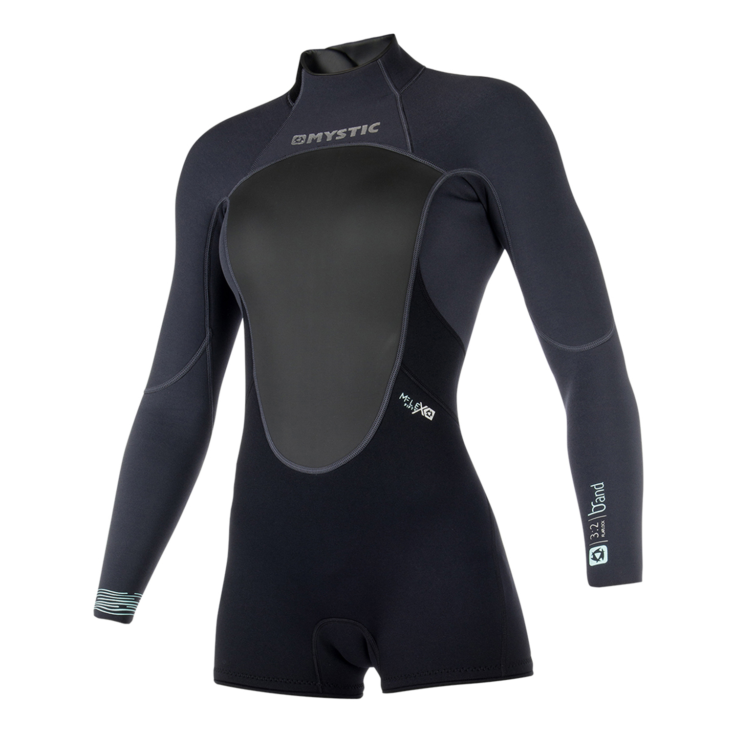 Mystic Para Mujer Marca 3 / 2Mm Back-Zip Longarm Shorty Wetsuit - Negro