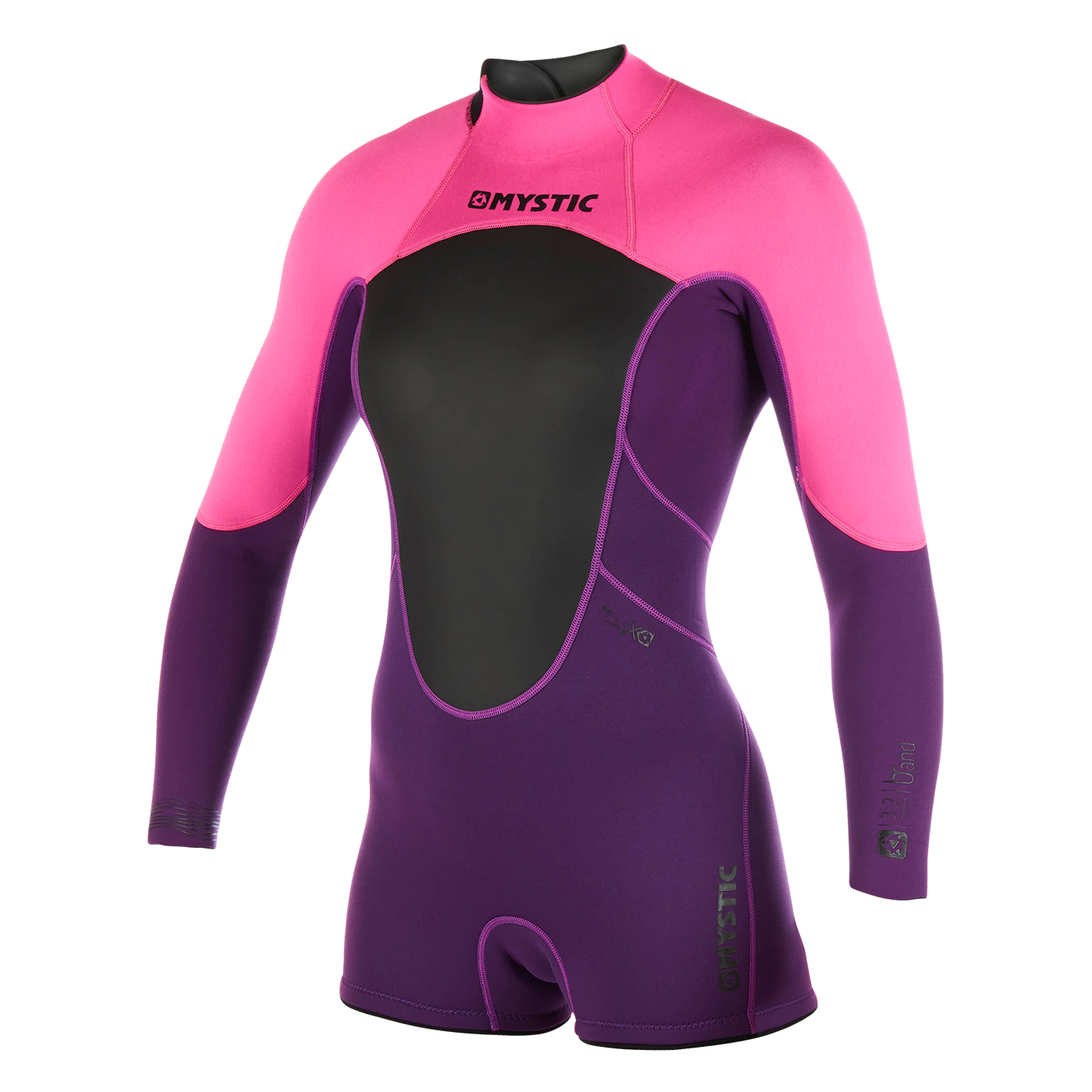 Mystic Para Mujer Marca 3 / 2Mm Back-Zip Longarm Shorty Wetsuit - Púrpura