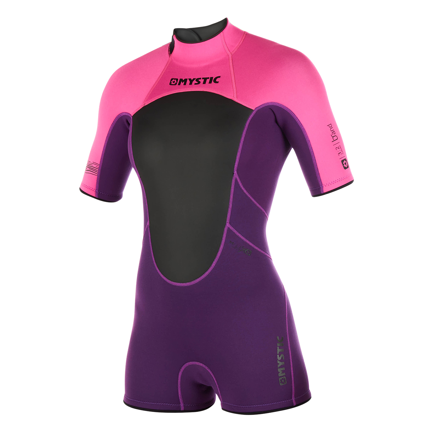 Mystic Para Mujer Marca 3/2 Mm Bzip Flatlock Shorty Wetsuit - Púrpura