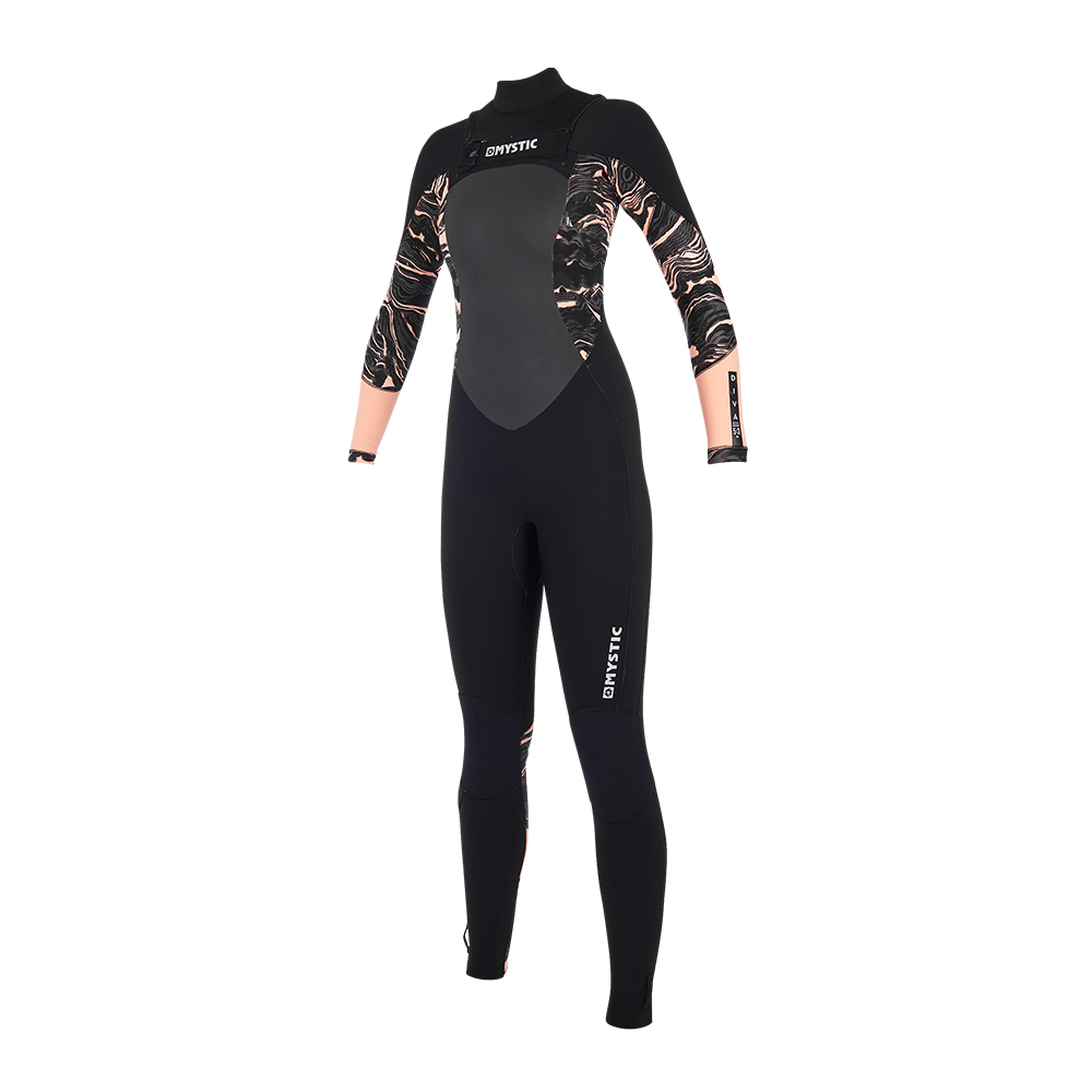 Traje De Neopreno Para Mujer Mystic Diva 4 / 3Mm Con Doble Cremallera Delantera - Negro / Rosa