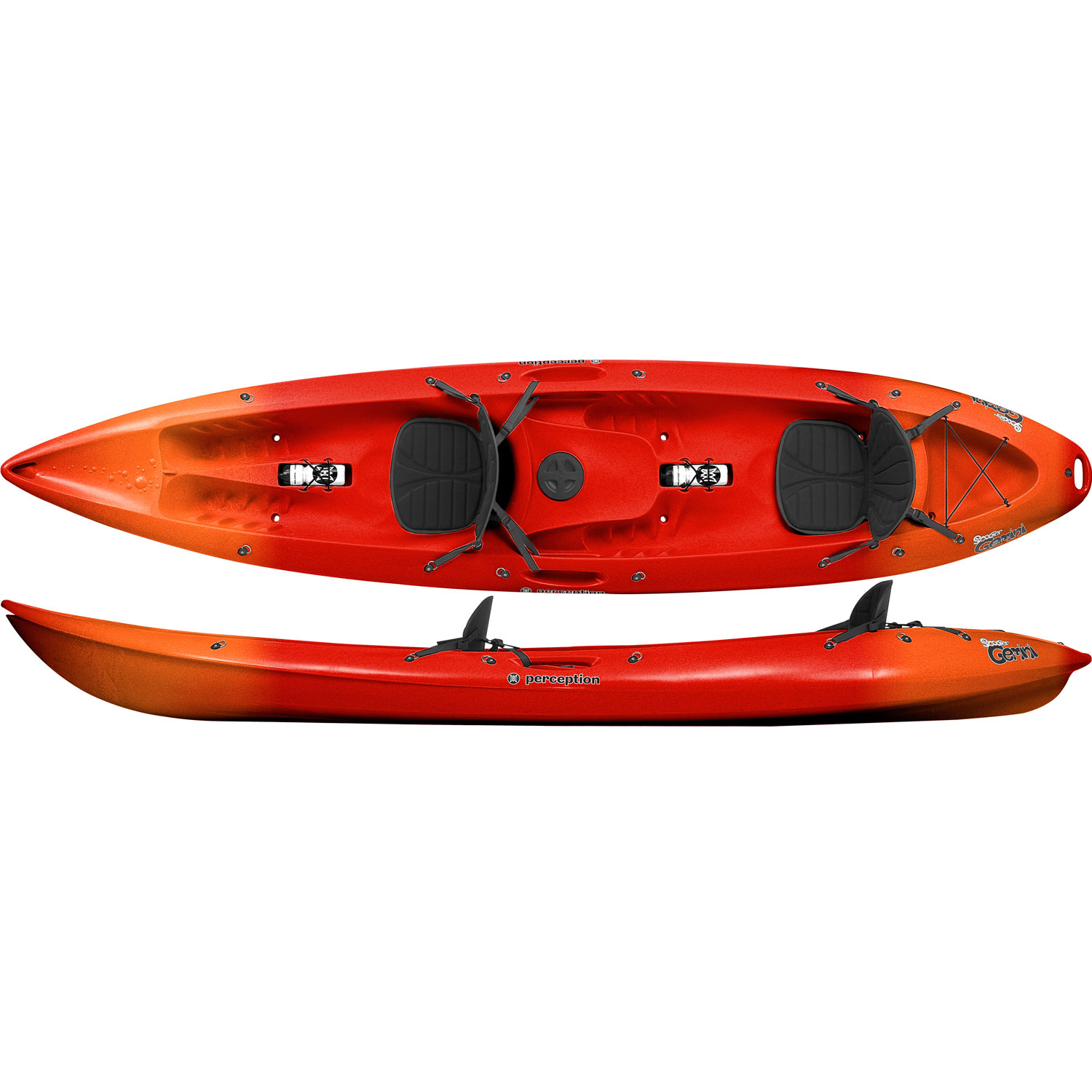 Percepción Scooter Gemini Tandem Sit On Top Kayak - Rojo / Naranja