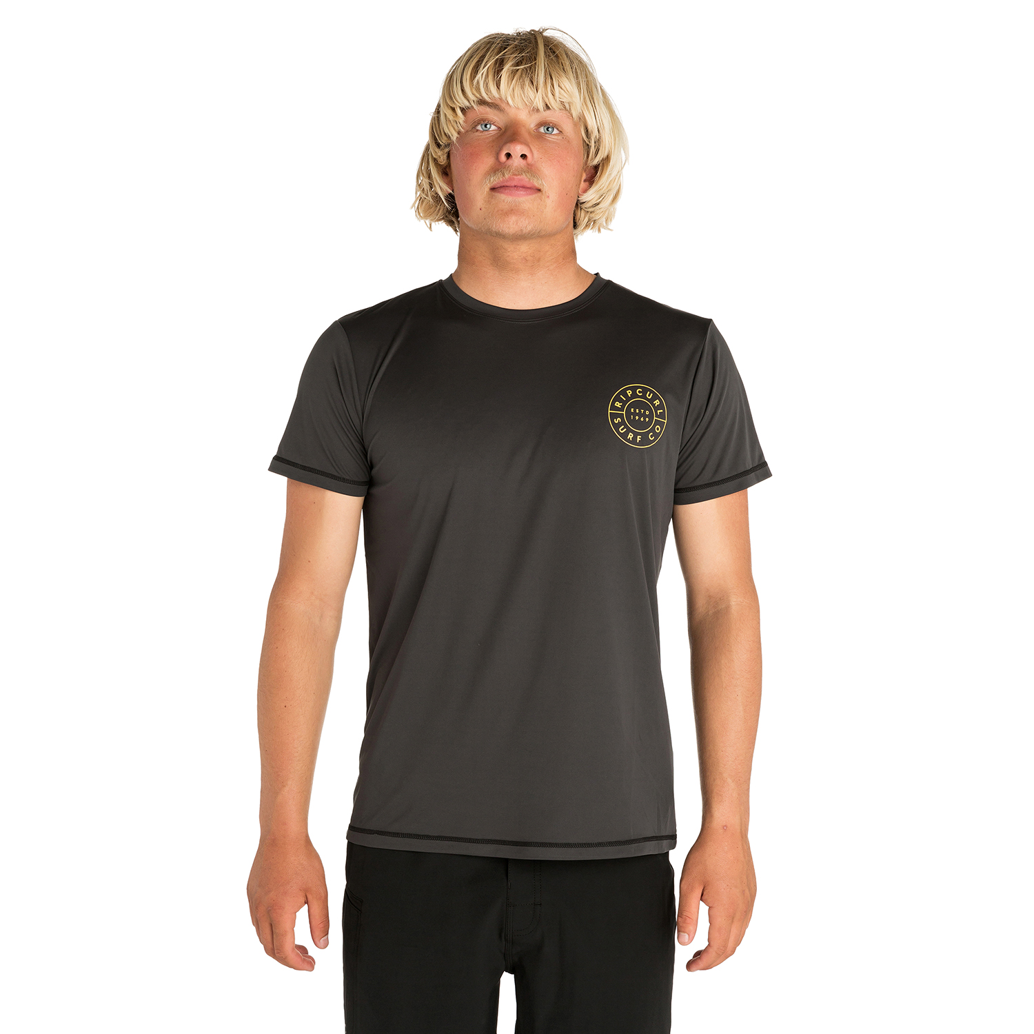 Rip Curl Manga Corta Compass Uv Tee - Gris Oscuro