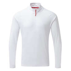 Gill Hombre Uv Tec Zip Cuello Manga Larga Tee - Blanco