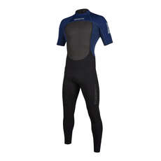 Mystic Brand Traje De Neopreno Plano Con Cremallera En La Espalda Y Brazo Corto De 3/2 Mm - Azul Marino Mystic Brand Traje De Neopreno Plano Con Cremallera En La Espalda Y Brazo Corto De 3/2 Mm - Azul Marino