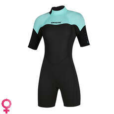 Traje De Neopreno Mystic Womens Brand 3 / 2Mm Back-Zip Flatlock Shorty - Verde Menta
