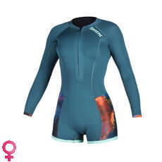 Traje De Neopreno Mystic Womens Diva 2 / 2Mm Front-Zip Longarm Shorty - Teal Traje De Neopreno Mystic Womens Diva 2 / 2Mm Front-Zip Longarm Shorty - Teal
