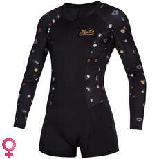 Traje De Neopreno Corto Mystic Diva 2 / 2Mm F-Zip Longarm Shorty Para Mujer - Negro 200071 Traje De Neopreno Corto Mystic Diva 2 / 2Mm F-Zip Longarm Shorty Para Mujer - Negro 200071