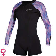 Traje De Neopreno Corto Mystic Diva 2 / 2Mm F-Zip Longarm Shorty Para Mujer - Negro / Morado 200071 Traje De Neopreno Corto Mystic Diva 2 / 2Mm F-Zip Longarm Shorty Para Mujer - Negro / Morado 200071