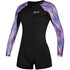 Traje De Neopreno Corto Mystic Diva 2 / 2Mm F-Zip Longarm Shorty Para Mujer - Negro / Morado 200071