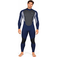 Traje De Neopreno Typhoon Storm3 3 / 2Mm Back Zip - Azul Marino / Gris Jaspeado 250776 Traje De Neopreno Typhoon Storm3 3 / 2Mm Back Zip - Azul Marino / Gris Jaspeado 250776