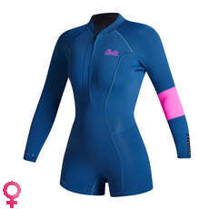 Traje De Neopreno Shorty Mystic Lunar 2/2Mm Con Cremallera Frontal Para Mujer - Azul Verano
