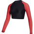 Mystic Mujer Jayde Long Crop Rashvest - Negro/rojo 230158