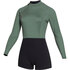 Mystic Mujeres Lunar 2/2Mm Back-Zip Longarm Shorty Wetsuit - Oliva 230111
