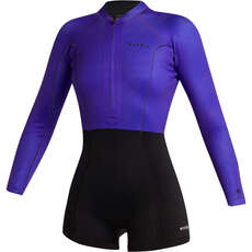 Muta Shorty Mystic Donna Lunar 2/2Mm Con Zip Frontale Longarm - Nero/viola 240112