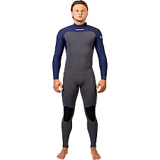 Traje De Neopreno Gul Flexor Yulex 3/2 Mm Con Cremallera Trasera Y Costura Invisible  - Gris/Azul Fx1216