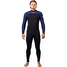 Traje De Neopreno Completo Gul Flexor Yulex 4/3 Mm Con Costura Invisible Y Cremallera En El Pecho - Negro/Azul Fx1220