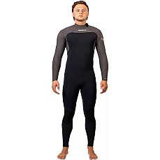Traje De Neopreno Completo Gul Flexor Yulex De 5/4 Mm Con Costura Invisible Y Cremallera Trasera - Negro/Gris Fx1218