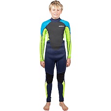 Traje De Neopreno Gul Junior Response 3/2 Mm Con Cremallera Trasera - Azul Marino/Lima Re1322
