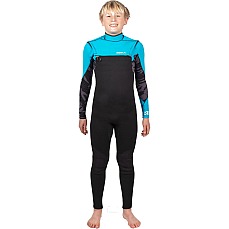 Traje De Neopreno Gul Junior Response Fx Con Cremallera En El Pecho De 3/2 Mm Bs - Negro/Cian Re1252