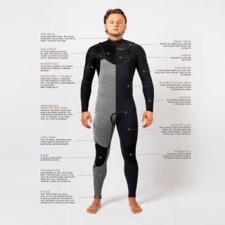 Traje De Neopreno Completo Gul Viper Yamamoto 5/4Mm Con Cremallera Frontal Y Costuras Invisibles - Negro Vr1224