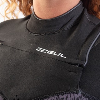 Traje De Neopreno Gul Response Echo De 3/2 Mm Con Cremallera Plana En El Pecho Para Mujer - Negro/Palma Re1328