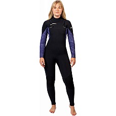 Traje De Neopreno Gul Flexor Yulex 5/4 Mm Bs Con Cremallera En El Pecho Para Mujer - Negro/Tie Bird Fx1227
