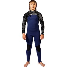 Traje De Neopreno Gul Junior Flexor Yulex 3/2 Mm Cheszip  - Azul/Ahumado Fx1228
