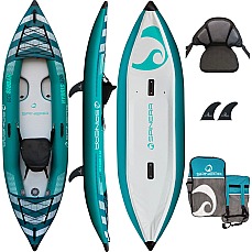 Spinera Hybris 320 Kayak De Alta Presión Con Puntada De Caída Para Una Persona - Verde Azulado