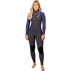 Traje De Neopreno Gul Flexor Yulex De 3/2 Mm Con Cremallera En El Pecho Y Costura Invisible Para Mujer () - Gris/Tiebird