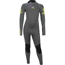 Traje De Neopreno Sola Kids Fire 5/4 Mm Con Cremallera Trasera - Asfalto/Lima A1508