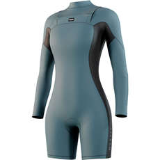 Combinaison Courte Mystic Haven 3/2 À Manches Longues Et Fermeture Éclair Frontale Pour Femme  - Bleu Sarcelle 250044