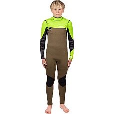 Traje De Neopreno Gul Junior Response 5/4 Mm Con Cremallera Frontal - Verde/Azufre Re1251